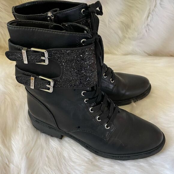 Circus by Sam Edelman Dorothy black combat boots with glittery straps size 10M - Picture 4 of 12
